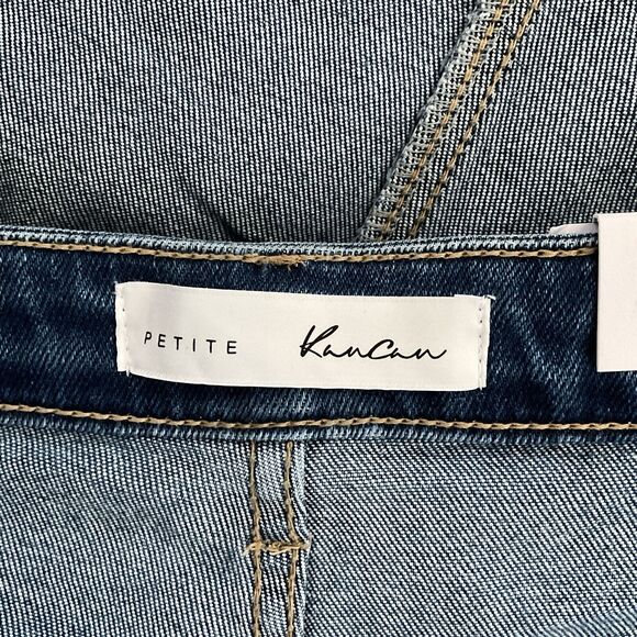 KanCan Peyton Jeans Boho Button Fly Flare Leg Busted Knees Blue 26P - Picture 4 of 11